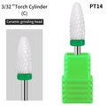 Embout de ponceuse ongle céramique PT14 Torch Cylinder 3/32 pouce en vert fini - PT14 Cylindre Torche Gros (C)