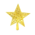 Golden hollow Christmas tree star topper with intricate metal wire pattern finish - 15cm (approx. 27g) / Gold