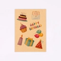 Birthday themed kraft paper stickers with cakes and balloons for festive gift decoration - Sticker 6(Birthday Celebration)
