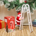 Electric climbing Santa Claus toy with white ladder and decorative gift box for Christmas - White Double Ladder Santa