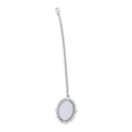 Vintage silver sublimation brooch pendant with bow and pearl wreath detail - Oval Pendant Hook Chain
