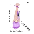 Gnomo de San Valentín rosa y morado con gorro de lavanda y medidas detalladas - Estilo Lavanda Púrpura