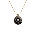 Vergulde evil eye ketting met zwart emaille en kleurrijke zirkonia steentjes - Zwart