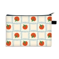 Floral print large cosmetic bag with red tomatoes and blue frames on cream background - Persimmon