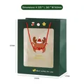 Green Christmas gift bag with reindeer print and clear window, size 260x140x320mm - Reindeer Green Large / 320x260x140mm