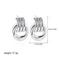 Detailed view of silver hoop earrings with size 25mm height and 17.3g weight data - Silver Large Double Ring Style (T217_2)