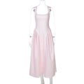 Dettaglio del motivo a quadri rosa e della vita a pieghe di questo abito con spalline - XS / Rosa