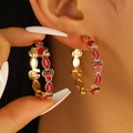 Golden hoop earrings with red football helmet and jersey charms for sports fans - Red Style (02 kc Gold 0642)