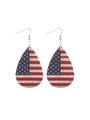 Faux leather teardrop earrings featuring US flag pattern for Independence Day - Flag Teardrop Earrings A