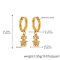 Detailed view of gold stainless steel girl earrings with sparkling zircon stones - Thin Hoop Little Girl / Gold-Q134