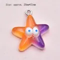 Cartoon starfish pendant in orange and purple gradient resin, size 25mm*21mm - No.7 Big Eyed Orange Purple Starfish