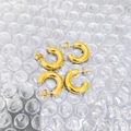 Minimalist thick C-shaped hoop earrings in polished 18k gold finish for women - Solid