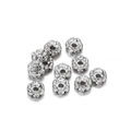 Silver flower-shaped rhinestone spacer beads for DIY jewelry making 10-piece set - 4mm / Wavy White K