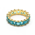Detailed view of gold plated titanium ring with sky blue triangle zircon stones - US 6 / Gold Sky Blue Zirconia