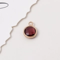 10mm dark red faceted birthstone crystal pendant with golden bezel for DIY jewelry making - Lotus Pink
