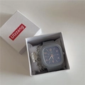 Waterproof square quartz watch with grey silicone strap and bracelet in a gift box - Watch Only / Gray Strap Gray Face