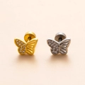 Butterfly cartilage earrings with sparkling cubic zirconia in gold and silver finish - 1# Butterfly (Gold Color)