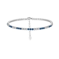 S925 sterling silver tennis bracelet with blue and white cubic zirconia stones - Platinum 2mm Blue-White Zirconia (16.5+5cm)