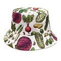 Bob en coton blanc avec imprimé légumes réaliste pour protection solaire extérieure - M (56-58cm) / Blanc