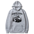 Retro grey alligator print hoodie with front pocket and drawstring hood in size M - Light Gray