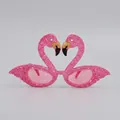 Pink glitter flamingo party glasses for Hawaiian beach costume and Halloween party - Flamingo Glitter Rhinestone Glasses