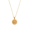 Elegante goldene Halskette aus Edelstahl mit Sonnenkompass-Anhänger und Kristallen - Gold
