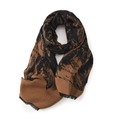 Écharpe femme aspect cachemire réversible noir et marron avec de petits glands - Marron