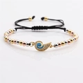 Adjustable woven bracelet with tricolor beads and blue zircon star pendant charm - Mixed Color Chain
