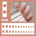 Short square pink ombre French press-on nails set with white tips and 24 pieces - R382 French Mousse (Glue Style)