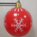 Inflatable red PVC Christmas ball with white snowflake pattern and golden ring hook - Red Snowflake Style
