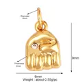 Golden rabbit pendant with micro-pave cubic zirconia for DIY jewelry making - Gold Palm Pendant (K304561-Gold)