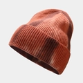 Winter tie-dye knit beanie in orange and brown gradient with ribbed texture - Color 9 (Orange Brown Gradient)