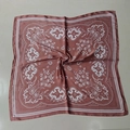 Square silk scarf with vintage paisley leopard print in brick red and white border - New Cashew Peel Pink Square Handkerchief / 65