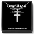 Titanium steel cross necklace for men in a black gift box with an inspirational card - Necklace with To My Grandson Card Set 5