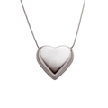 Minimalist heart pendant necklace in polished silver finish on white background - Steel