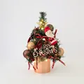 Mini árbol de Navidad nórdico de 30cm con cintas rojas y luces LED en maceta oro rosa - Árbol Decorado de 30cm con Luces LED
