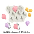 Silikonform für Blumenfondant mit rosa und gelben Ergebnissen in Blütenblattform - B274 / Grau