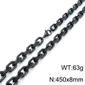 Collier chaîne O noire en acier pour homme, taille 450x8mm avec fermoir mousqueton - Collier Noir (45cm)