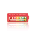 My Social Battery enamel pin in red and gold with a sliding lightning bolt indicator - Classic Battery Slider / Social Battery - Pink