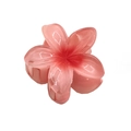 Translucent pink gradient flower hair claw clip with glossy resin finish for women - Frangipani Hair Clip / Red