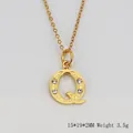 18K gold-plated stainless steel letter Q pendant necklace with sparkling rhinestones - Letter Q