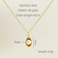 Collana minimalista in acciaio inossidabile placcato oro 18k con pendente a perla - Oro 18K / Oro