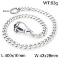 Silver stainless steel 40cm Cuban link pants chain with hollow buckle and 24mm ring - Carved Hollow Style 40cm (KK133-Z)