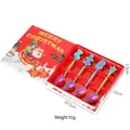 Rainbow plated stainless steel Christmas spoons 4-piece set in festive red gift box - Christmas Gift Box Set (B) (JH Christmas Spoon) / 4 Pieces (Gift Box) / AB Color