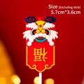 Traditional Chinese red lion dance cake topper with Fu character for baby birthday - Soft Glue Blessing Token
