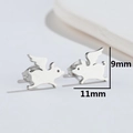 Silver flying pig stud earrings in stainless steel with 9mm by 11mm dimensions - Flying Pig / Steel