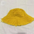 Bright yellow canvas bucket hat with frayed edges and casual sun protection design - M (56-58cm) / Beige