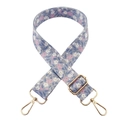 Adjustable floral crossbody strap with blue fabric and gold metal lobster clasps - No.103 Floral + Gunmetal Buckle