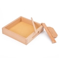 Montessori wooden sand tray sensory set with writing stylus and sand leveler tool - Sand Writing Tray