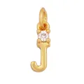 Gold-plated copper alphabet J pendant with sparkling white cubic zirconia stone - Single Stone Letter J